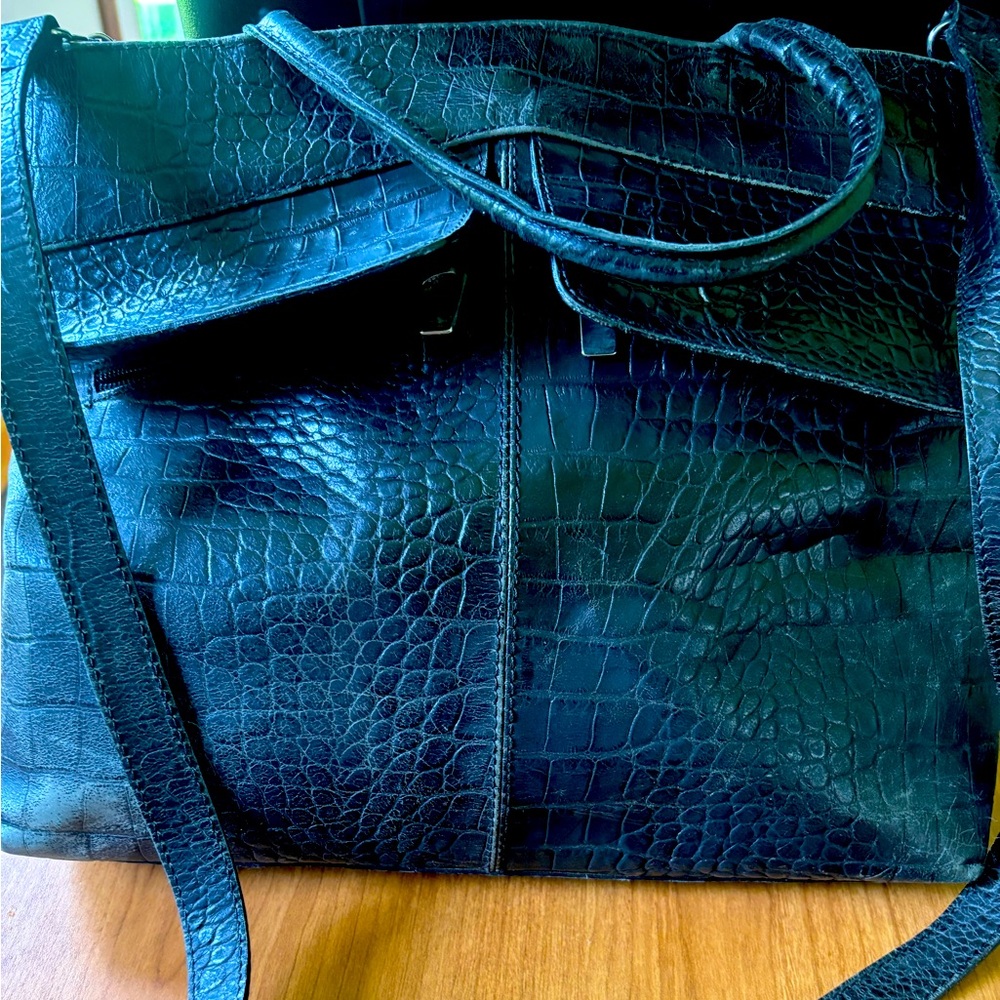 Maurizio Taiuti Black Leather vintage Tote